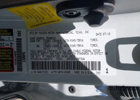 2018 Toyota Tacoma Sr5 V6 from USA, damaged, VIN 5TFAZ5CN0JX069276